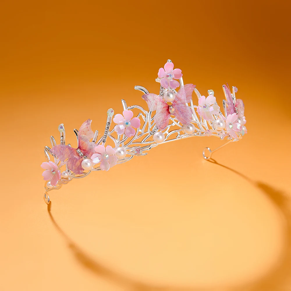 Butterfly Flower Decorate Crystal Princess Women Crown display picture 1