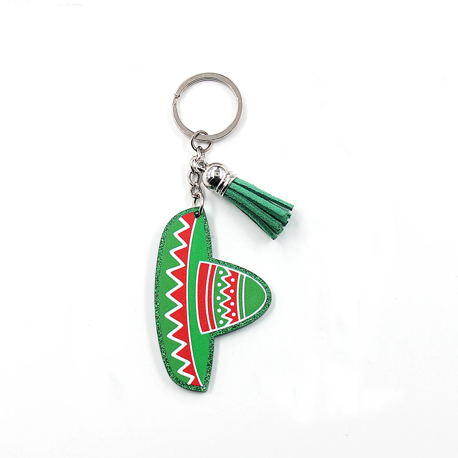 KHS168KH1011 (1piece)  2.56IN(65mm) Acrylic Mexican hat Keychain, Women Gift  Glitter Acrylic Keychain