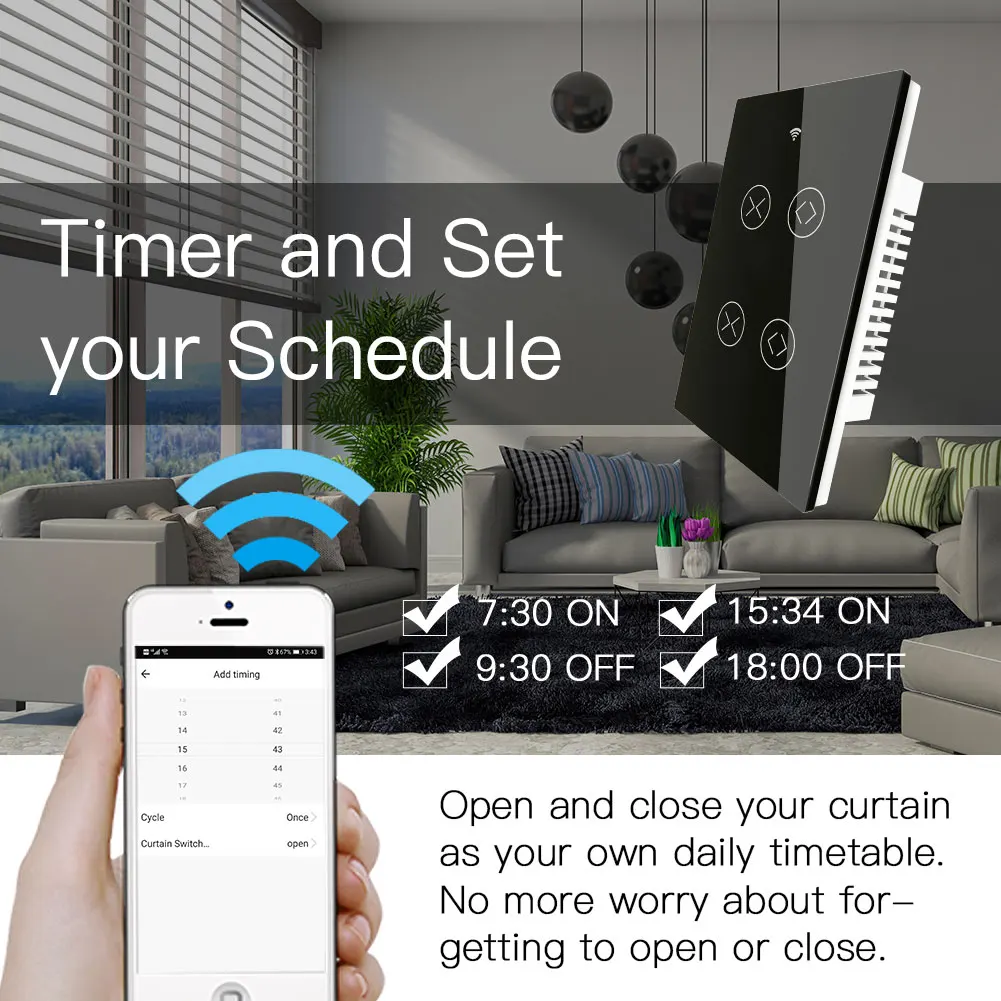 Tuya Smart Curtain Switches 2 Gang Double Buttons WiFi RF Remote Control Electric Motor Roller Blinds Shutters Smart Life Alexa