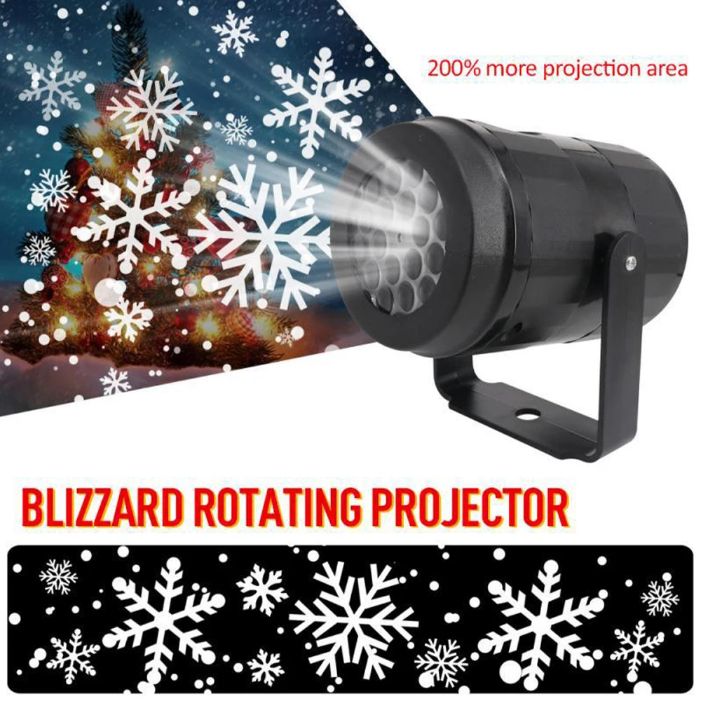 LED Christmas Snow Lights White Storm 360 Degree Rotating Projection Pattern Outdoor Landscape Lawn Laser Stage Spotlights