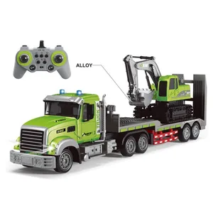 EPT Dual Control Transmitter Control 2 Cars Die-cast 2.4GHz 1:12 Scale 11CH RC Semi-Trailer Truck & Excavator Toy Set