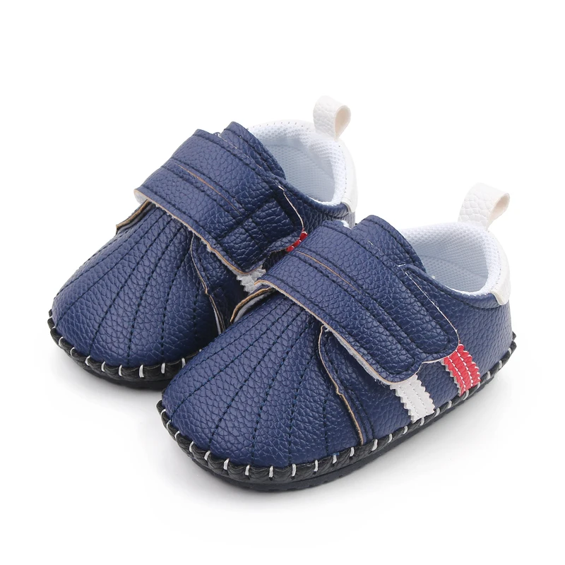 Spring and Autumn Solid Color Striped Shell Head Baby Soft Sole Small White Shoes for Walking manufacture