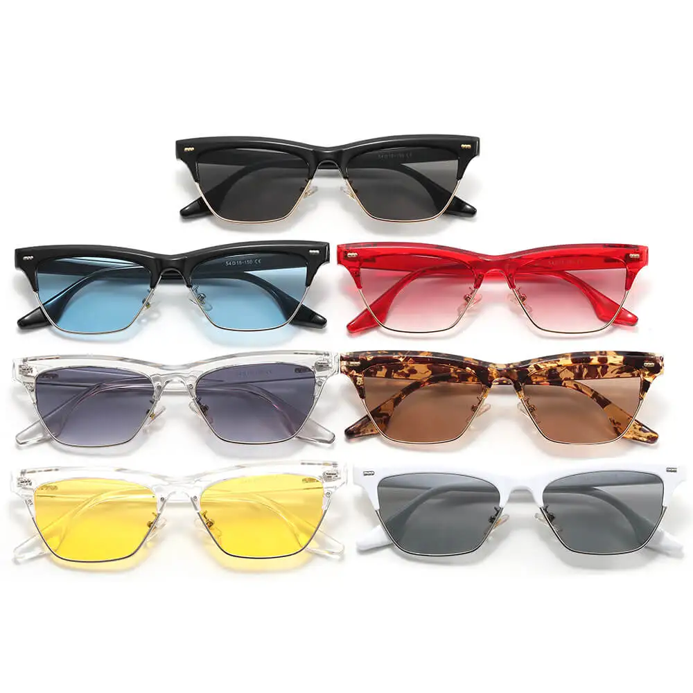 Retro Half-Rimless Cat Eye Sunglasses by Superhot