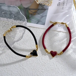 Fashion 18K Gold Plated Charm Bracelet Weaving Rope Heart Pattern Trendy Style Women Children's Party Wedding Gift