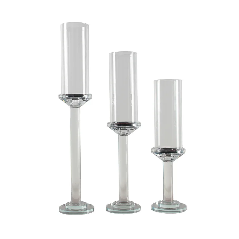 Ready to Ship Europe  Clear Crystal Candle Holders Stand Wedding Home Decoration