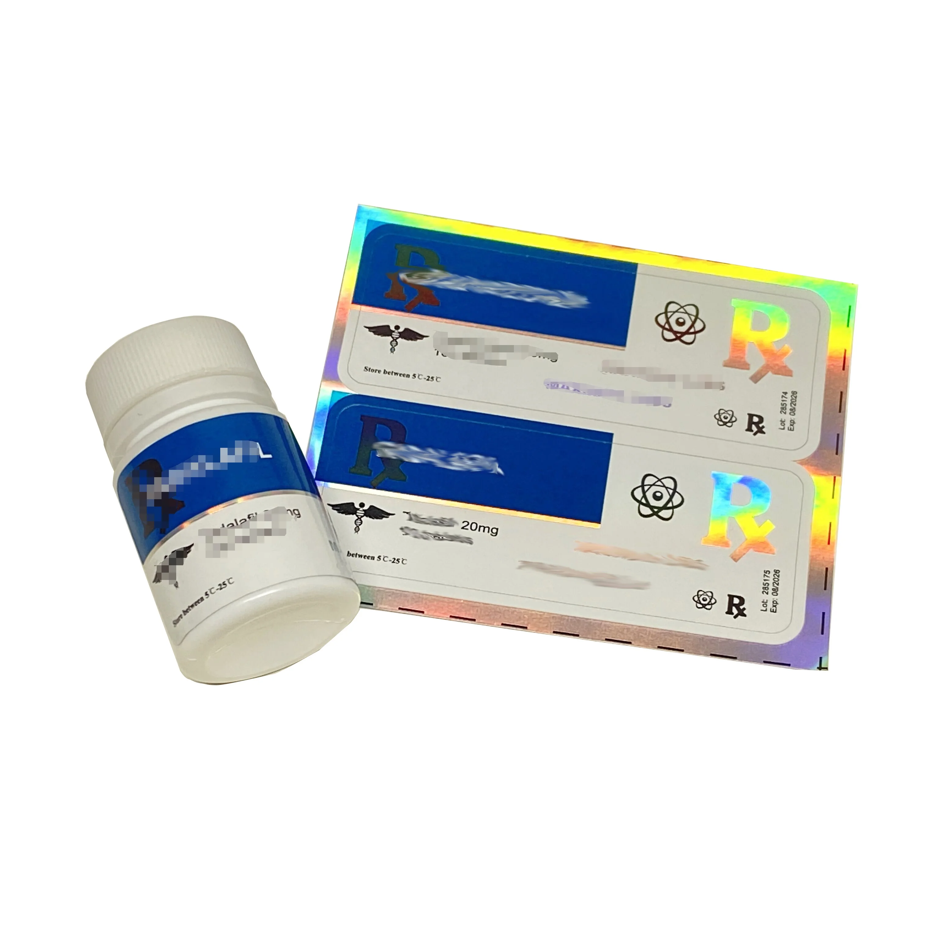 30ml Fläschchen-Box mit Hologramm-Etiketten Individueller Druck Tadalaf1ll 30ml Fläschchen-Verpackungs-Etikett für 30ml Kunststoffflasche
