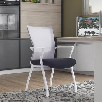 Factory Wholesale Iron Four Leg Frame Mesh Chair White Plastic Meeting Chair Modern Reception Chair