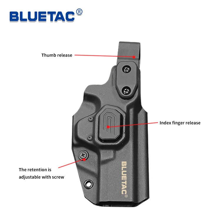 Bluetac OWB Kydex 360 Degree Drop Leg Platform Level III Retention Duty Gun Holster Index Finger Release Fast Draw Holster