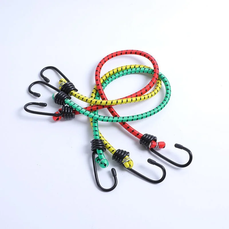 Luggage Rope Bicycle Elastic Rope Strap Rubber Bungee Cords Colourful Elastic Shock Rope Rubber With Metal Hook