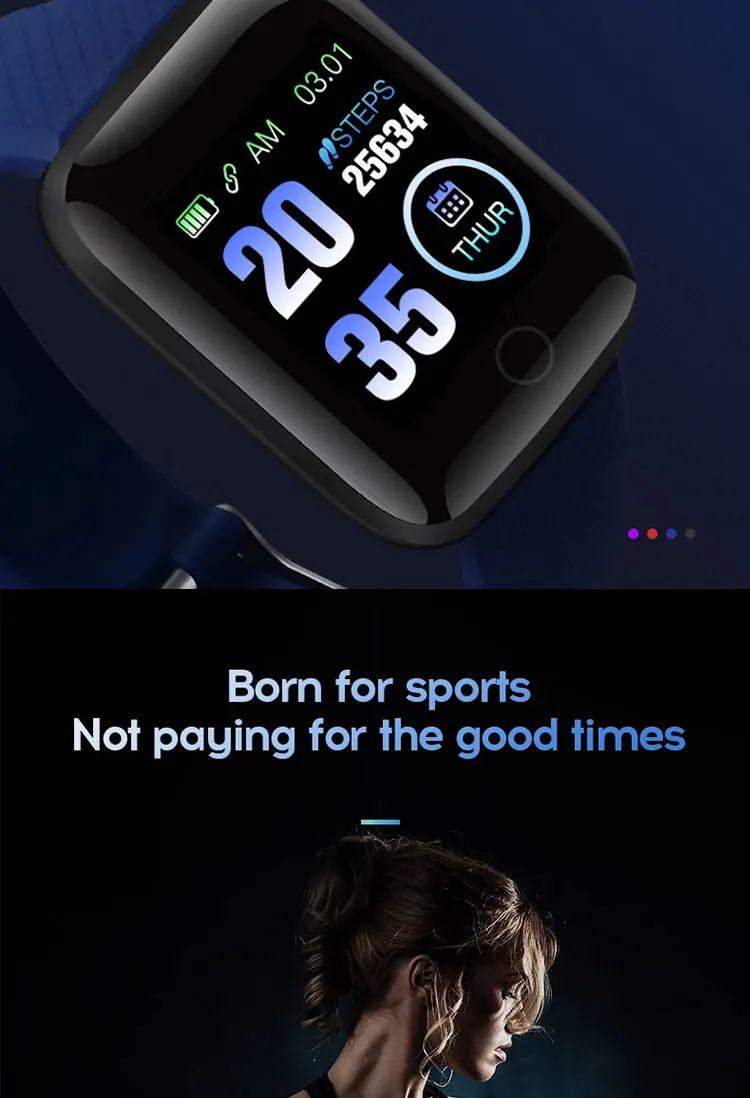 Promotional Smart Watch D116 plus Health Monitor, IP67 Waterproof Intelligent Smart Bracelet For Sports