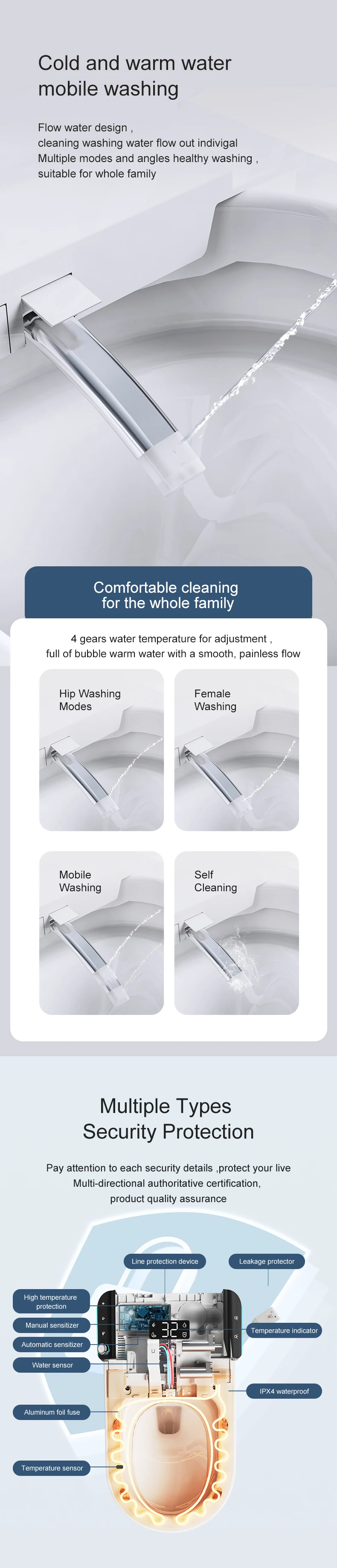 China high quality sanitary ware CUPC certification new type induction flap voice control automatic smart toilet factory