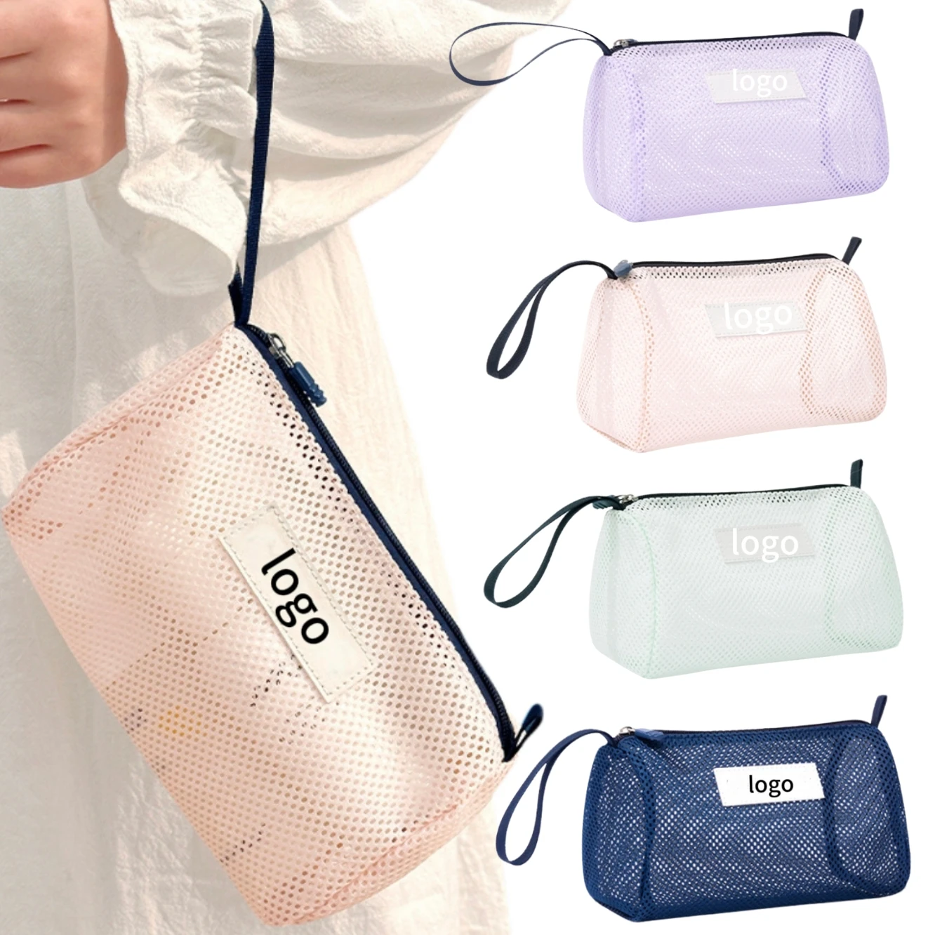 Portable Cosmetic Bag Fashionable Beach Sunglasses Toiletries & Makeup Storage Mesh Travel Bag