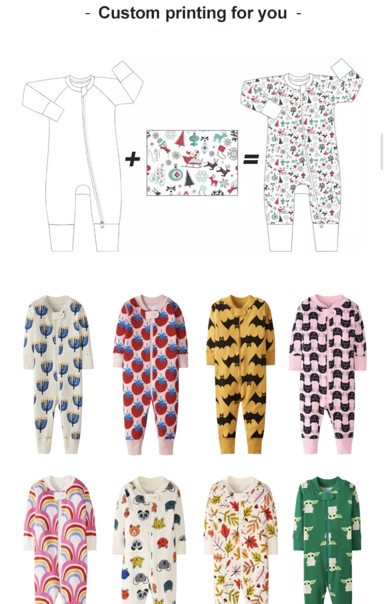 Etsy Hot Sell Toddler Infant Boys Girl Zipper Sleepwear Pajamas Organic