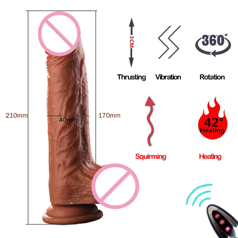Silicone Rotates Huge Penis Remote Heating Thrusting Dick Vibrator Sex Toys  Rotating Realistic Dildo for Women Vagina