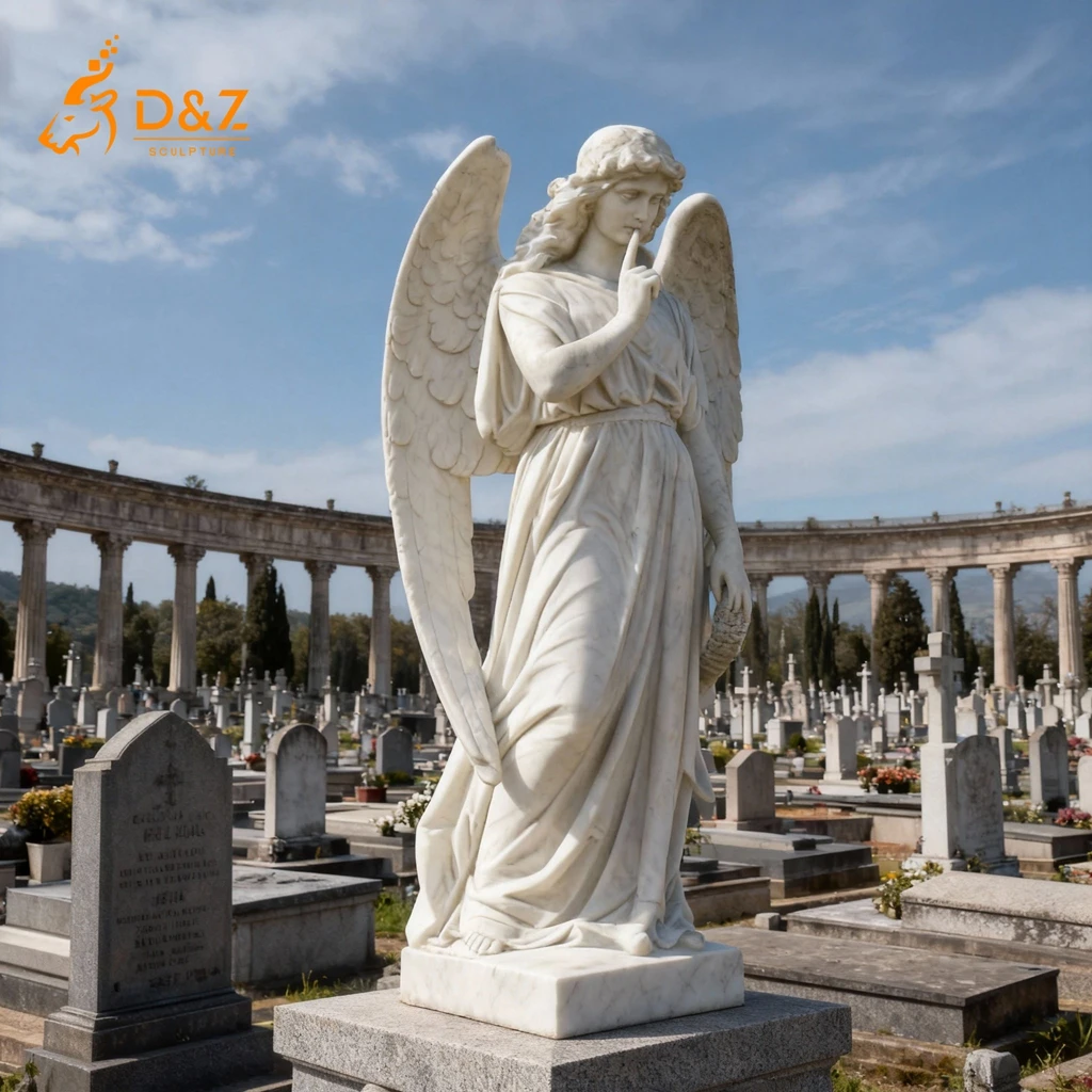 Life Size Custom Marble Kneeling Praying Angel Sculpture for Outdoor ...