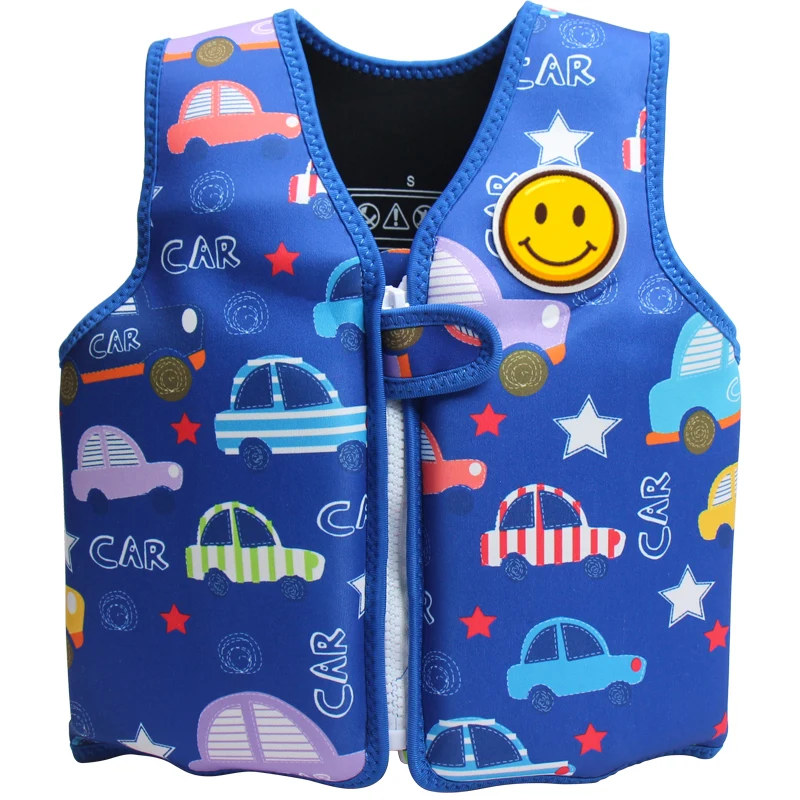 Custom Cartoon Pattern Neoprene Life Jacket for Kids Zipper Design Toddler Baby Vest for Drifting Logo Customization