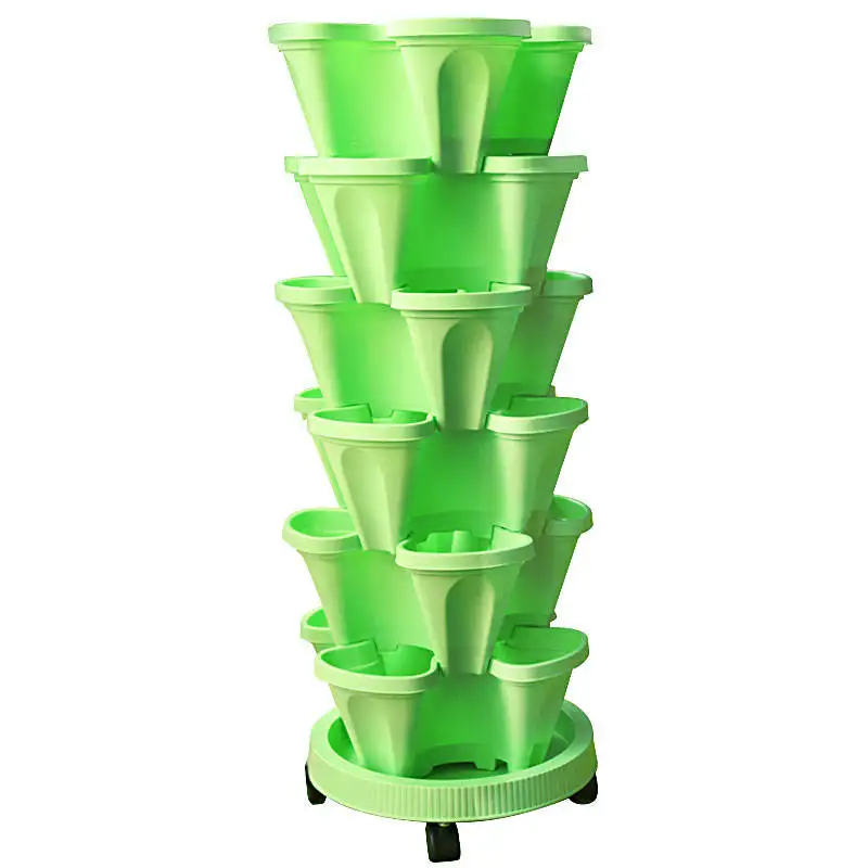 Modern Large PP Plastic Stackable Flower Pots for Floor and Shopping Mall Use Vertical Design