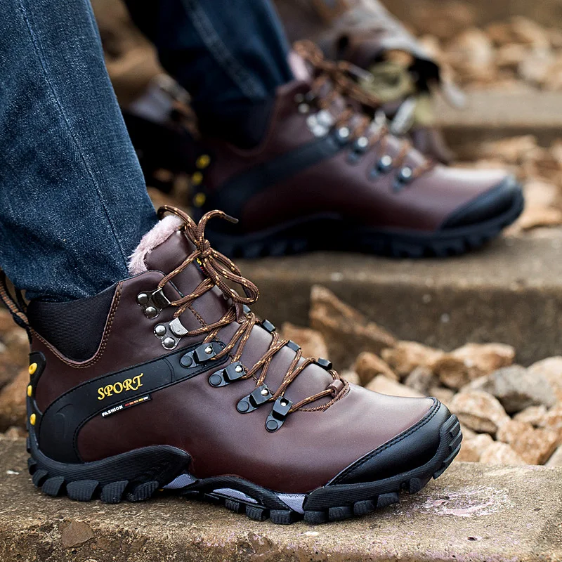 Mens Climbing Mountain Boots Outdoor Waterproof Anti-Slip Trekking Mountaineer Shoes Man Hiking Shoe
