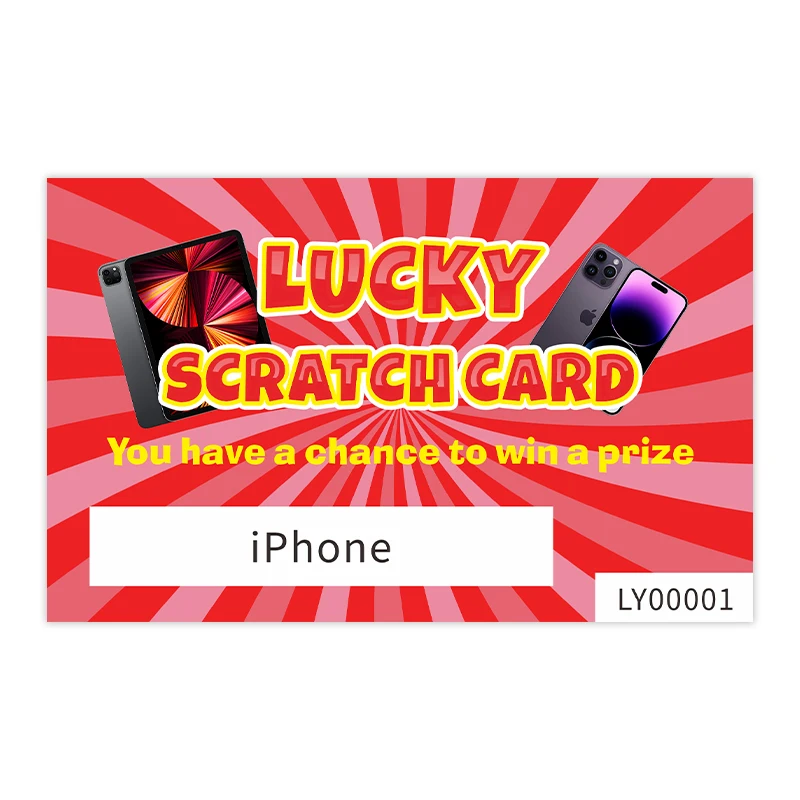 Eco-Friendly Scratch Ticket for Marketing Gift Lucky Draw Digital Printing Free Design Scratch off Card