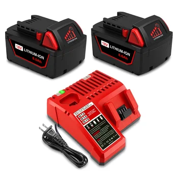 9.0Ah 8Ah M-18 XC8.0 18v Lithium Ion Power Tool Battery with Charger Combo Kit Rechargeable for 18 Volt Milwaukee  Batteries