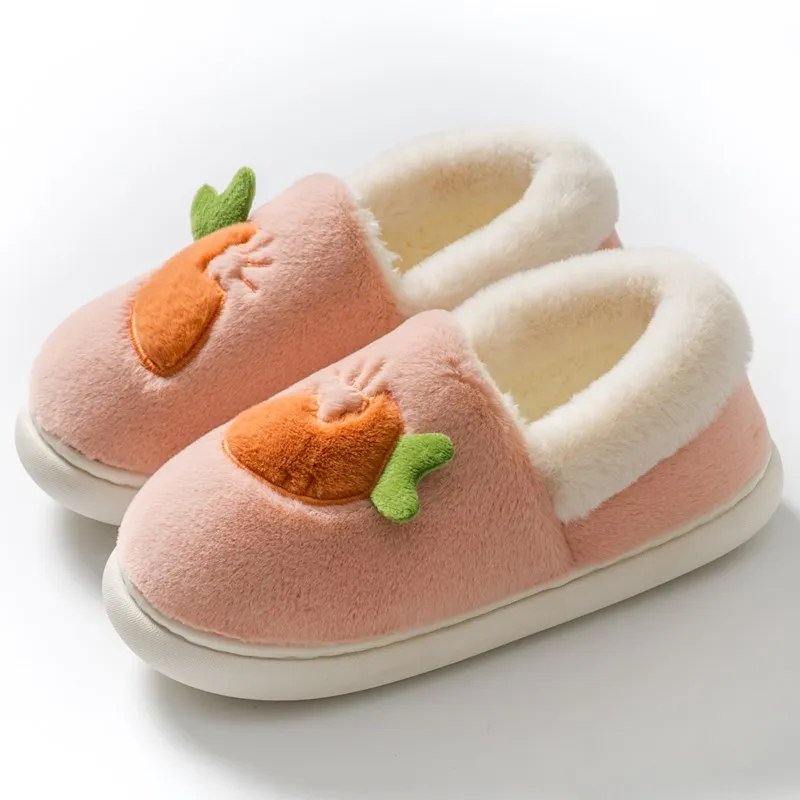 Зимние Детские домашние тапочки, Детская Хлопковая обувь с морковкой, плюшевые теплые тапочки для девочек, домашние тапочки для детей
