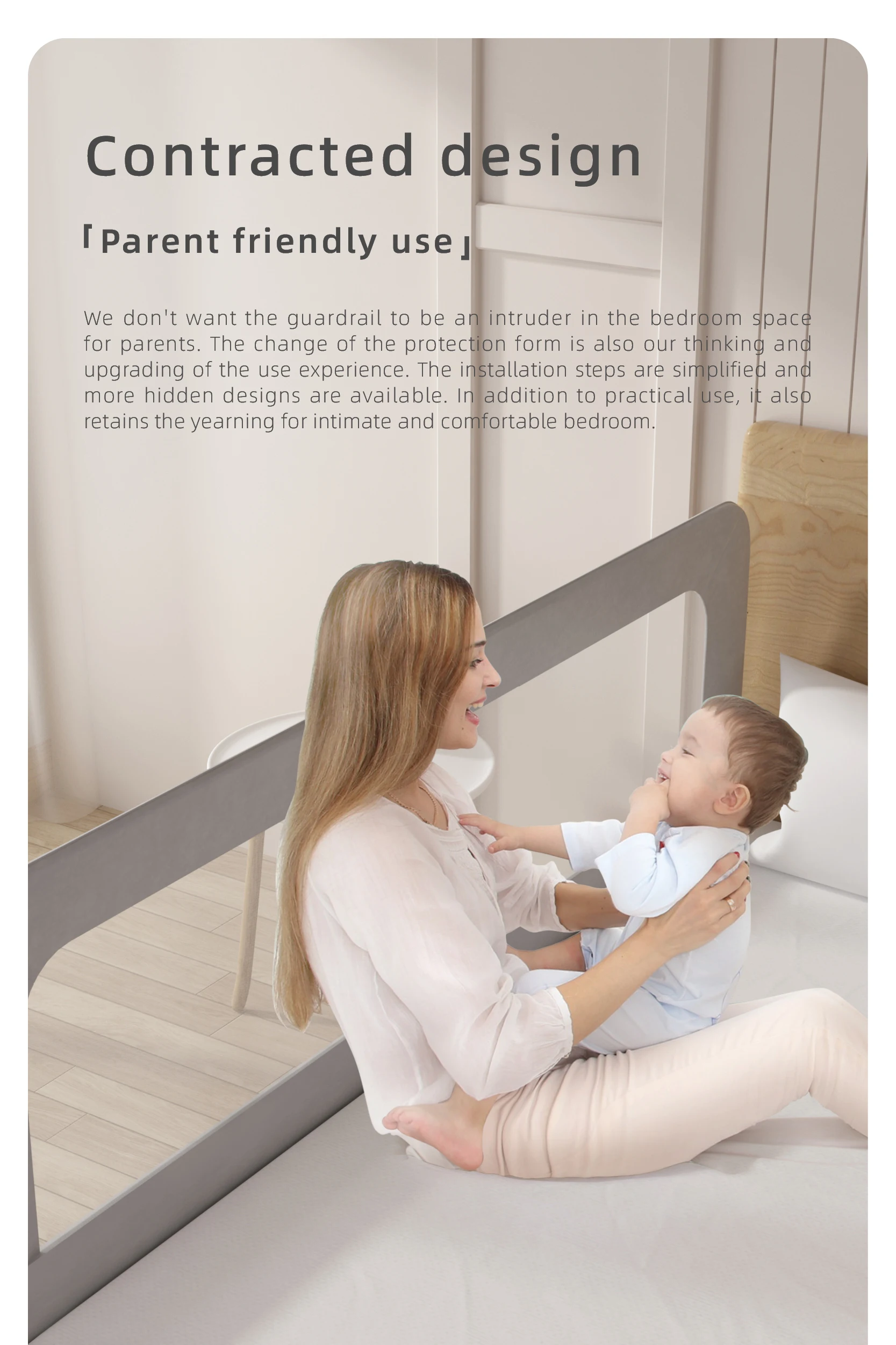 Easy Fold Children Bed Rail Guard For Baby,Adjustable Height Toddler