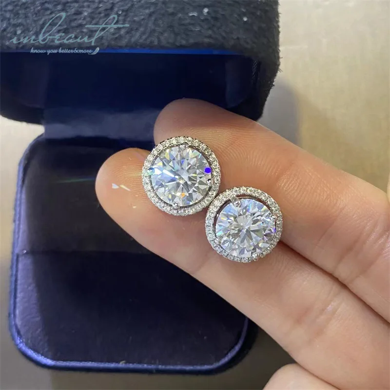 Silver 925 Original Total 10 Carat Round Excellent Cut Pass Diamond Test D Color Moissanite Stud Earrings for Women Fine Jewelry