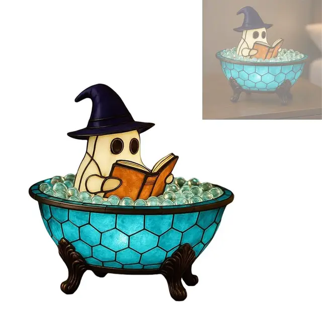 Halloween Ghost Night Light Plastic Bubble Bath Light Color-Changing Feature Atmosphere Light