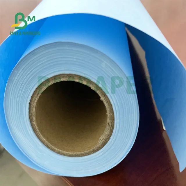 20LB 508mm x 150m Heat Resistance Reusable Inkjet Printing Blue CAD Bond Paper Rolls 2 '' Core