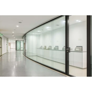 Modern Double Layer Aluminum Frame Glass Door Excellent Office Use Hardware Partition Doors