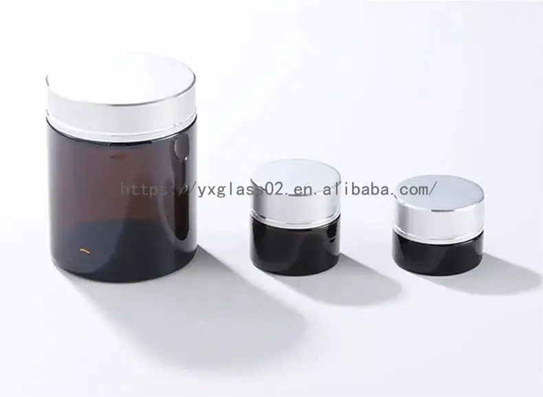 Cosmetic Glass Jars Empty Skincare Square Amber Face Cream Packaging container with Screw lid 15g20g30g50g manufacture