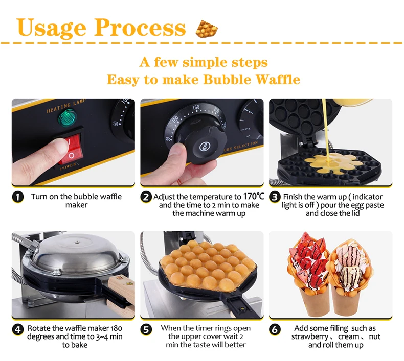 Electric Commercial Egg Waffle Maker Machine Bubble Waffle Machine