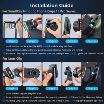 SmallRig 1.55XT Anamorphic Lens for Phone,Cinematic Blue Flare Lens for T-mount Phone Cage, Anamorphic Lens with Lens Clip-3578B detail image