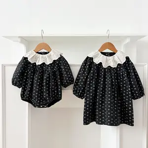 Girls' Summer Mori Style Floral Print Dress Lace Peter Pan Collar Cute Worsted Children Straight Skirt New Spring Autumn