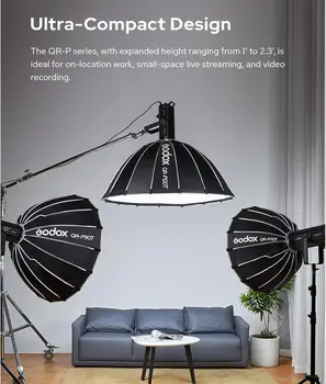 Godox-QR-P70T 70cm Quick Release Parabolic Softbox for Godox SL60II SL150III SL300III AD400PRO AD600BM SZ300R VL300 detail image