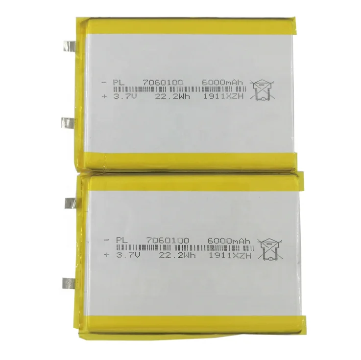 大容量 7060100 3.7v 6000mah 薄型リチウムポリマーバッテリー 12ヶ月