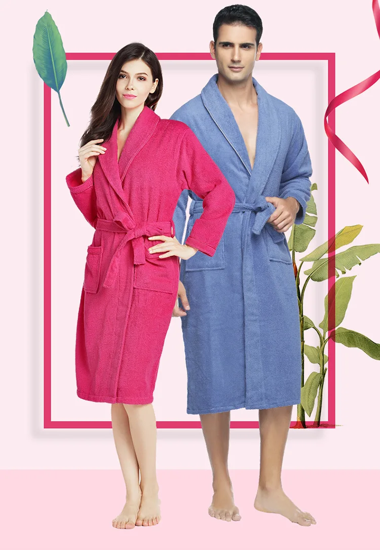 Toweling Terry Robe Unisex Bath Robe Men Night Robe Sleepwear Casual White Home Luxury Plush Bathrobes Custom 100% Cotton Women factory