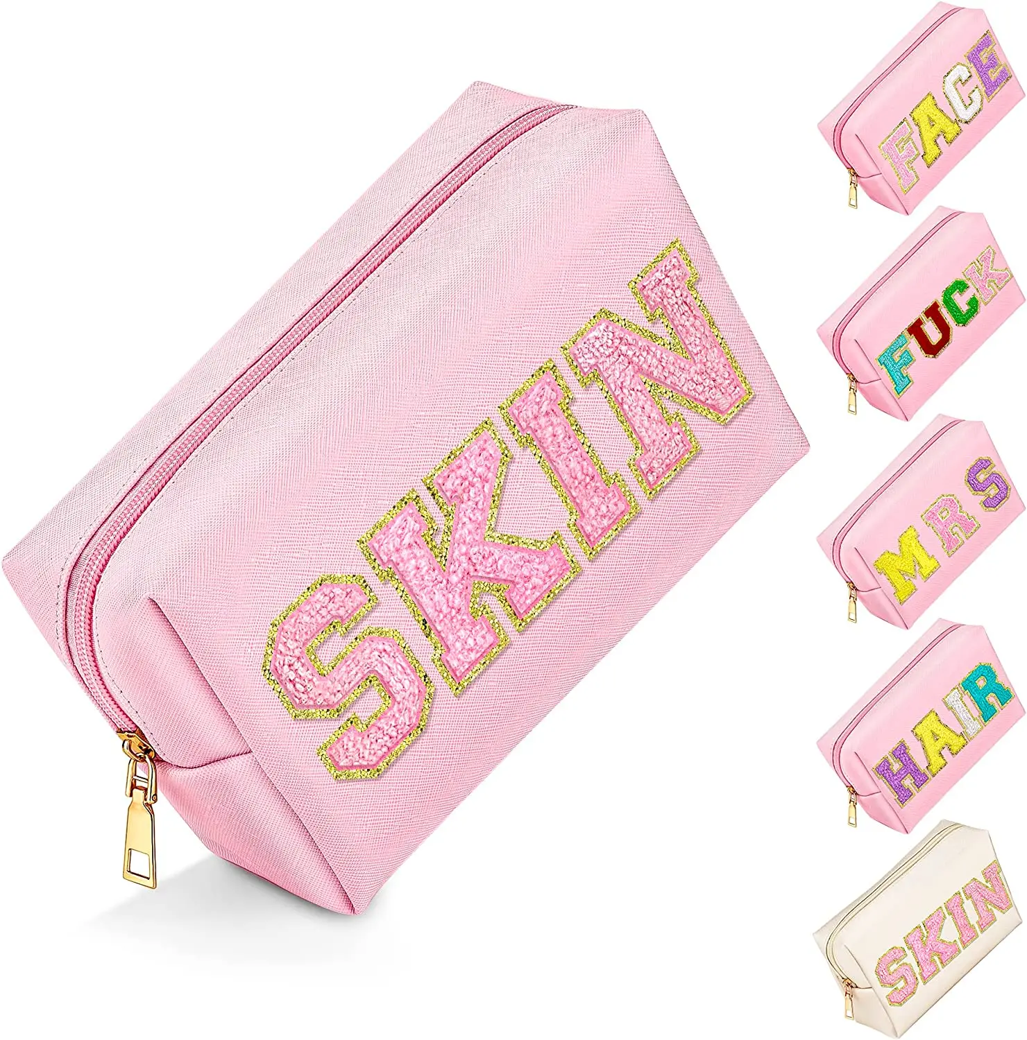 Preppy Makeup Bag Travel Cosmetic Bag Pu Leather Toiletry Bag For Women ...