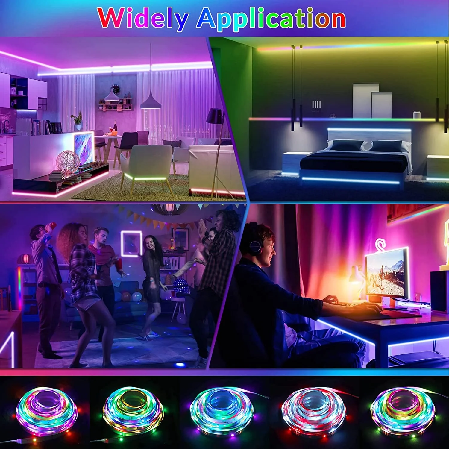 RGB LED Strip Lights – Music Sync, Color Changing, App & Remote Controlled, Indoor/Outdoor Use 5 thumbnail image