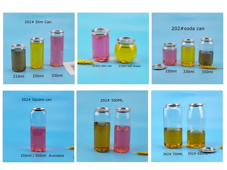 PET Can Transparent Plastic Easy Open End of Aluminum Empty Cans Food Grade Pet Plastic Pop Can for Cake