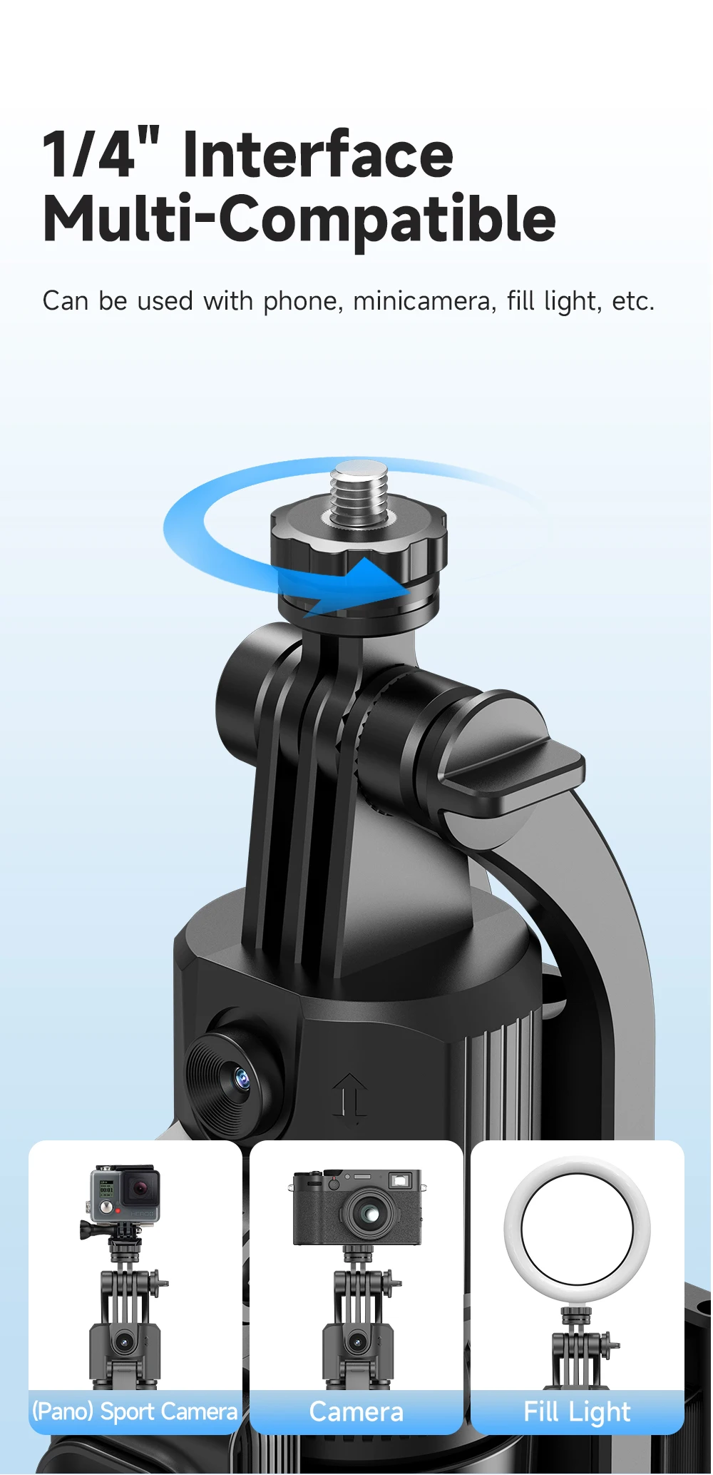 C17 AI Face Tracking Gimbal Quadrapod Max 1.6m 360 Degree Rotation Stable Selfie Stick for Mobile Phone Sports Digital Camera