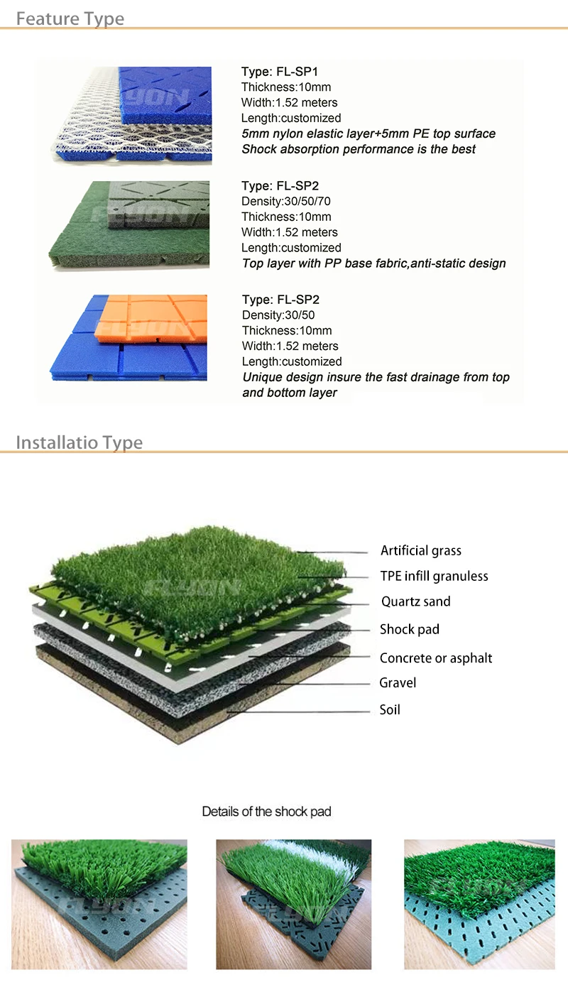Xpe Absorber Pad Tiles For Artificial Grass Underlay Drainage System Synthetic Turf Soccer