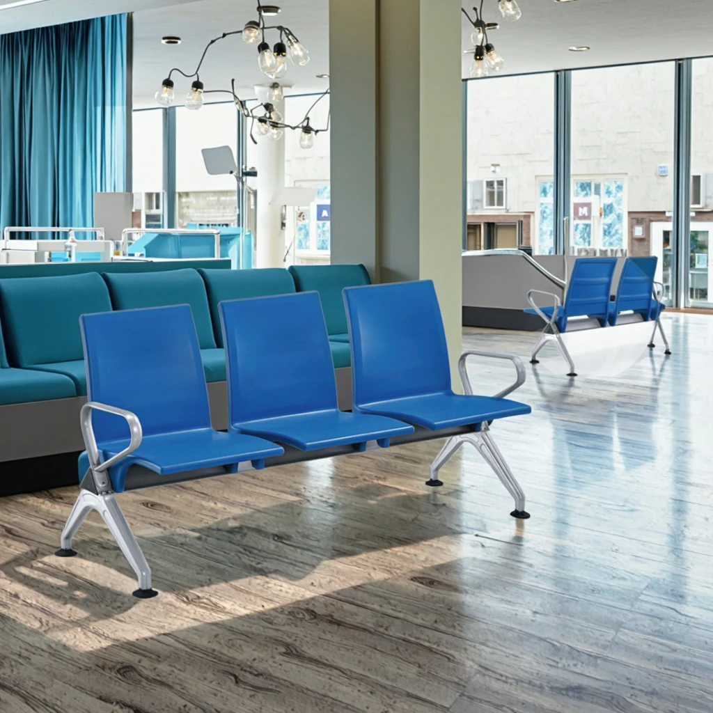 Modern Outdoor Powder-Coated Rectangular Pipe Frame Hospital Seating for Hospital Use 4
