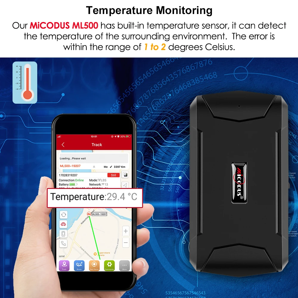 MiCODUS ML500 Temperature Sensor Fleet Tracking 5000mah Asset Gps Satellite Magnetic Mini Gps Real Time Car Locator Tracker