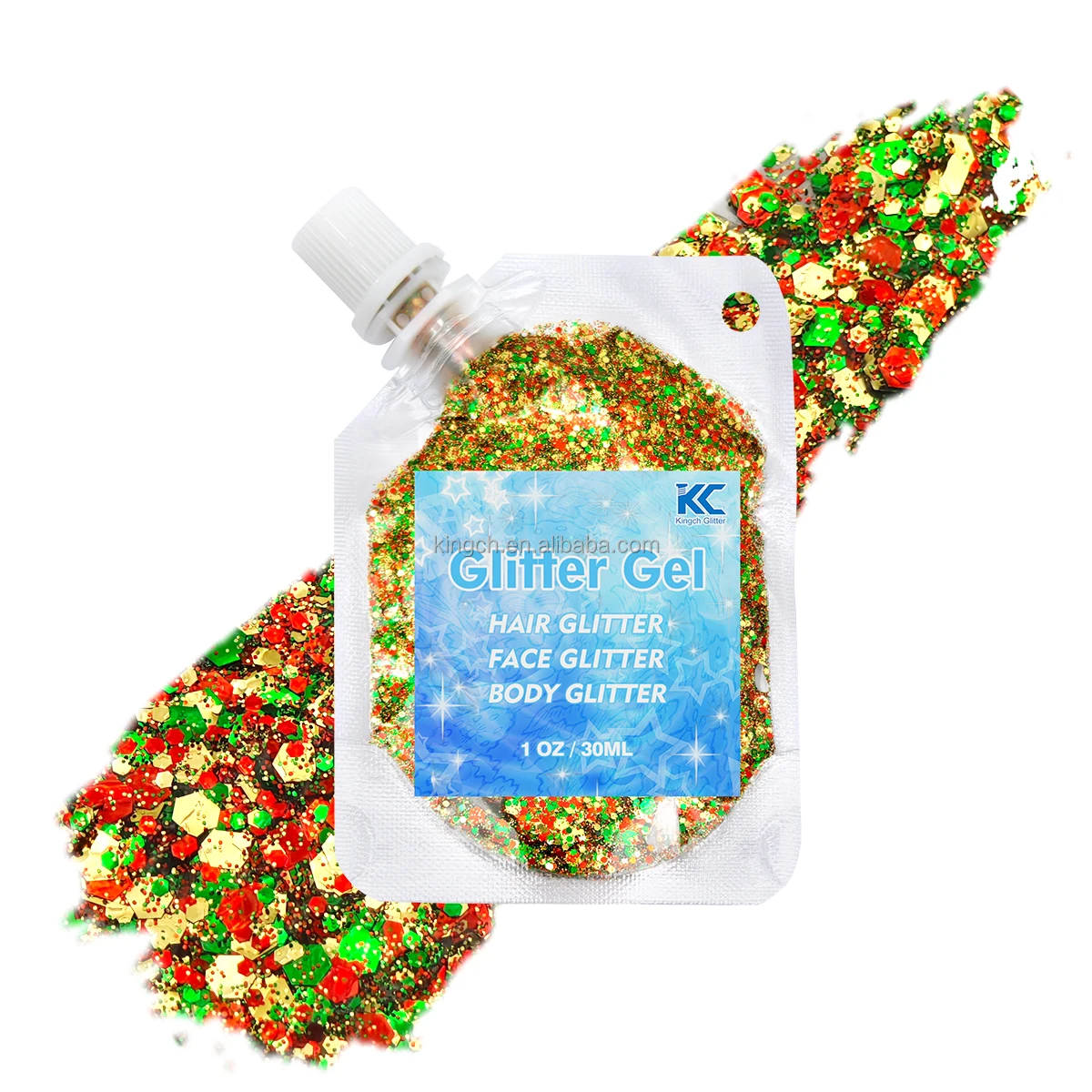 product us warehouses christmas hair glitter gel for childrens and womens body sequins with snowflakes and stars random free eye gem-9