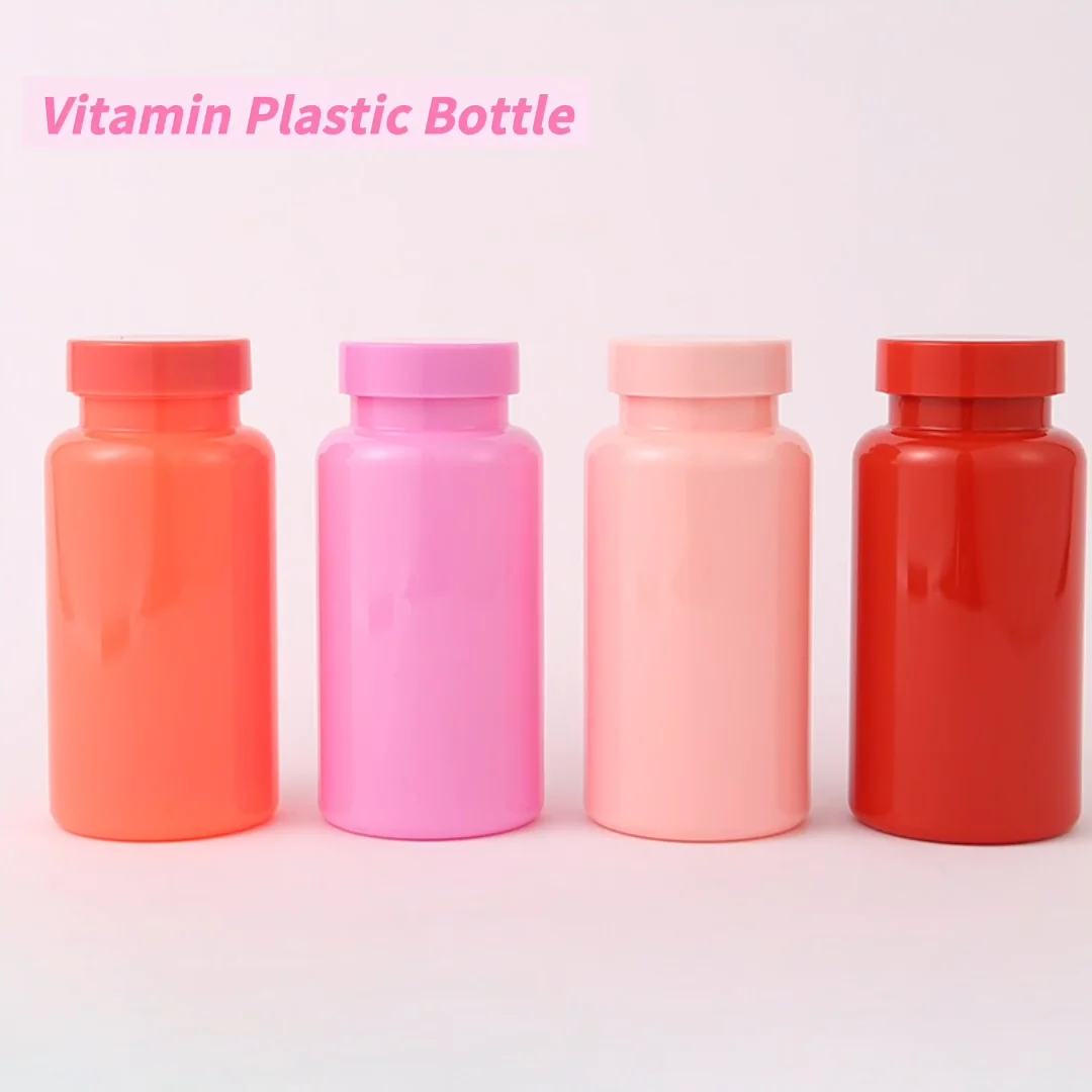 Custom Cheap Pet Capsule Container 150ml Red Pink Empty Supplement