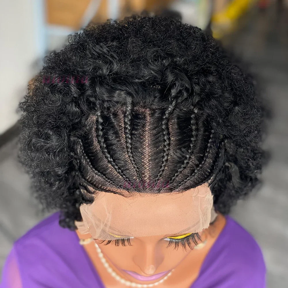 13x4 Lace Frontal Afro Krøllet Paryk 100% Brasiliansk Remy Hår 6 Ombre Highlights Bouncy Krøllet Paryk Ægte Hår Parykker med Fletninger_voghion.com