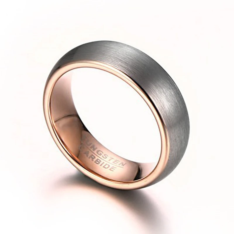 6mm Classic Tungsten Wedding Band for Men with Comfort Fit and Black Rose Gold Two-Tone Design