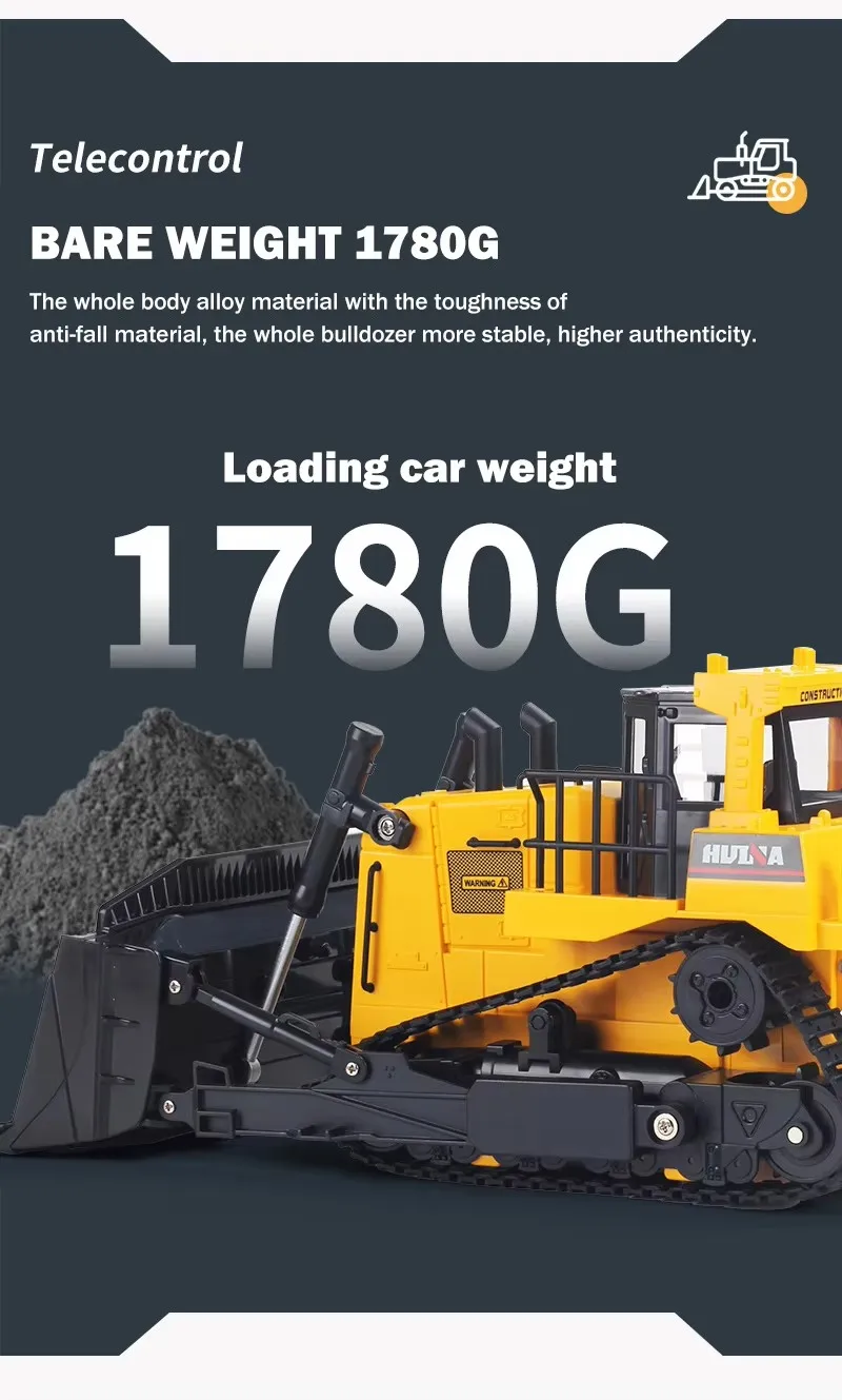 Hot Seller HUINA 1554 RC Truck 1:16 8CH RC Bulldozer for Kinds Gifts