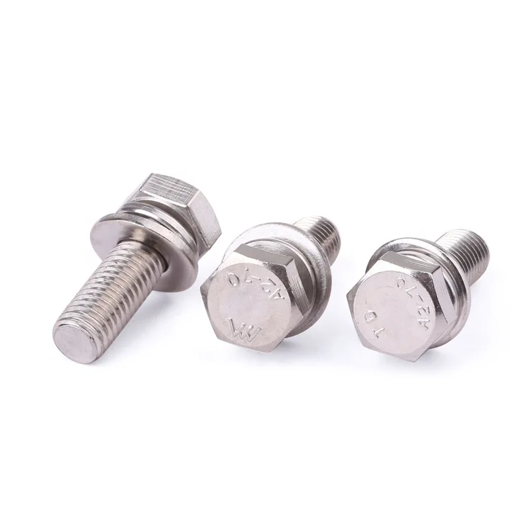 GB9074.17 M3-M12 stainless steel external hexagonal combination screws bolt with washer attached washers bolts